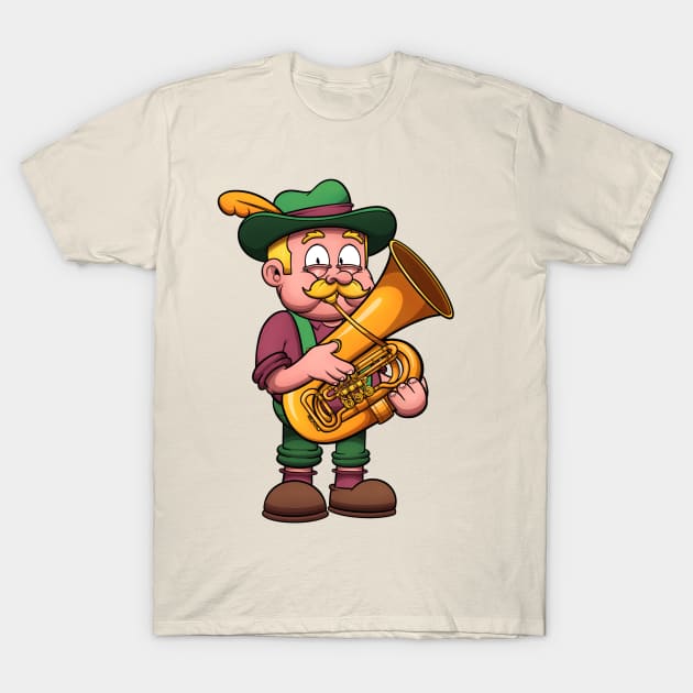 Bavarian Man Playing The Tuba T-Shirt by TheMaskedTooner